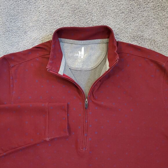 Johnnie O Shirt Mens Medium Red 1/4 Zip Golf Geometric Performance Maroon - Picture 1 of 11